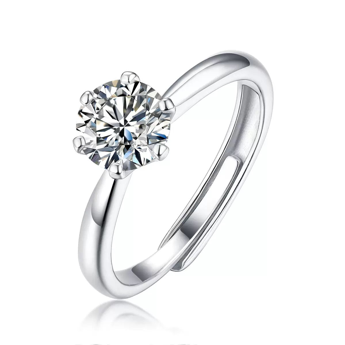 S925 Sterling Silver Moissanite Ring With 1 Ct Diamond