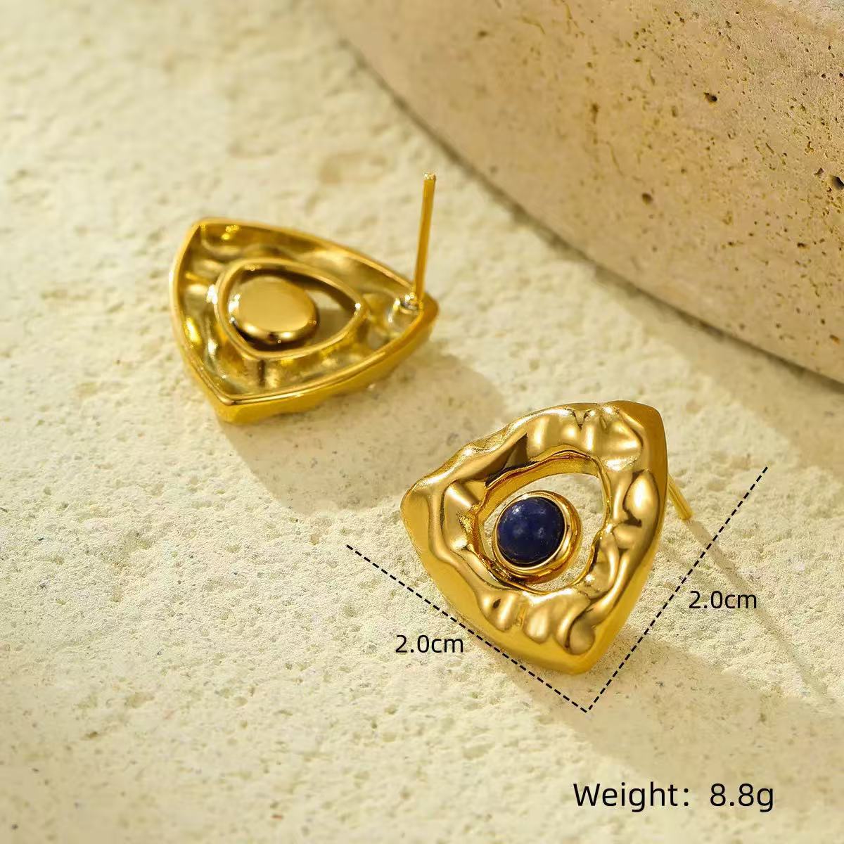Triangular-shaped Design with Natural Stone Earring