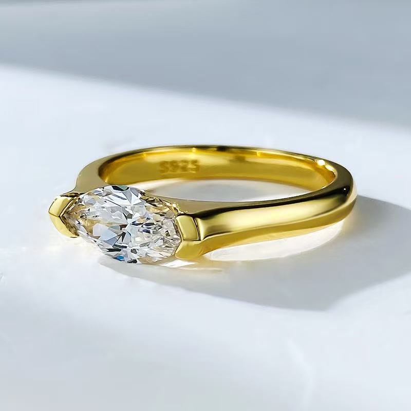 Rhombus Zircon Design S925 Sterling Silver Ring