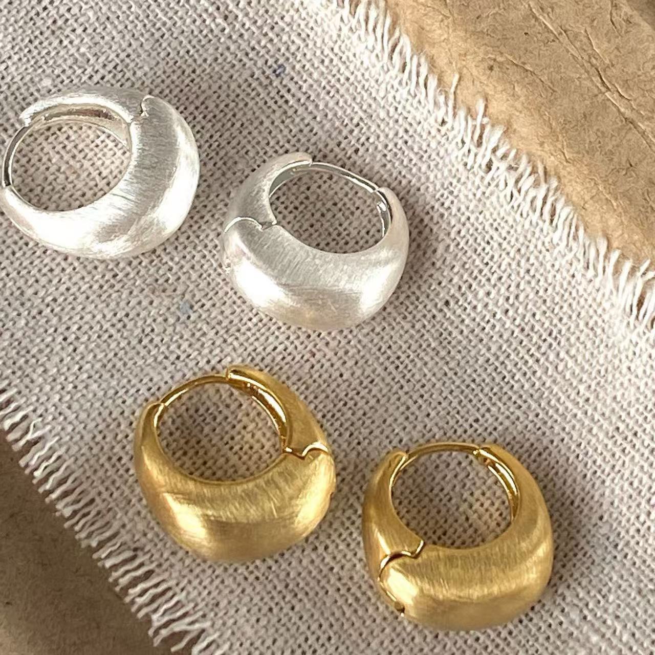 18K Gold Plated Matte Brushed Earring