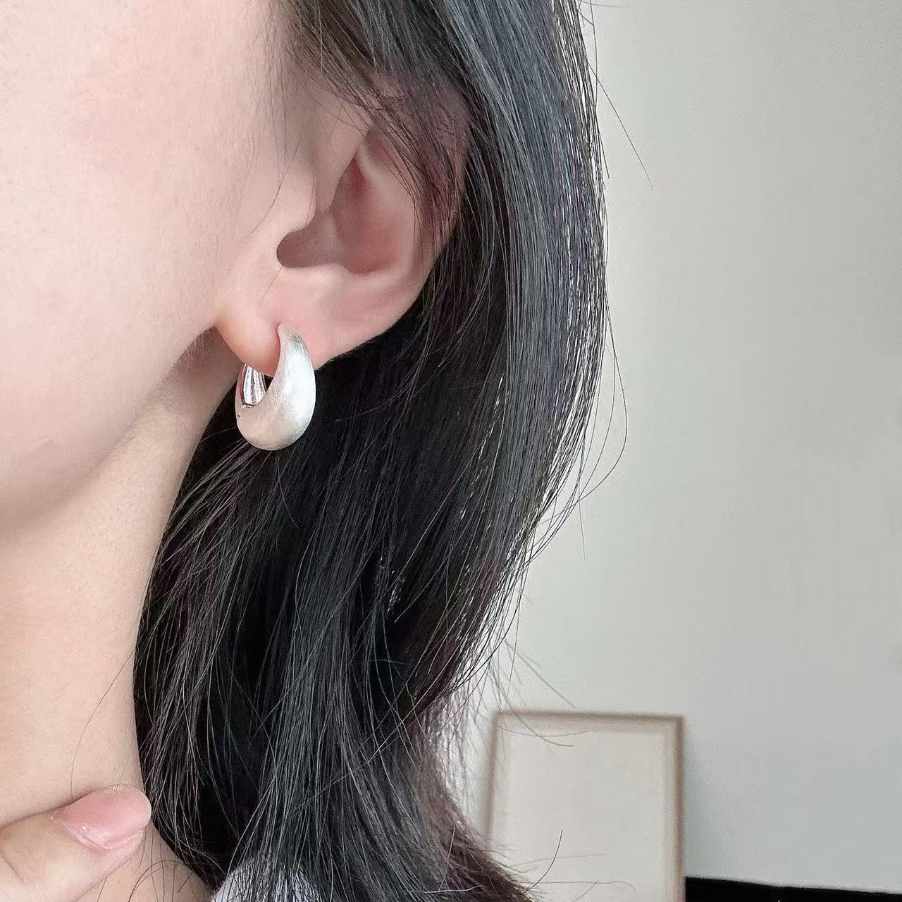 18K Gold Plated Matte Brushed Earring