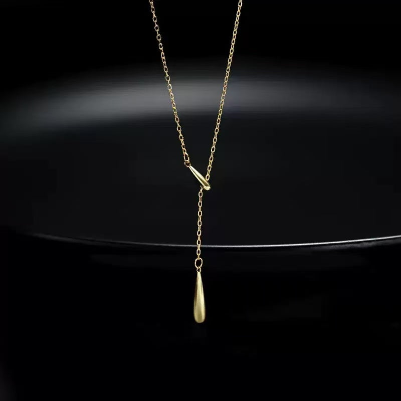 Tassel Design Teardrop Pendant S925 Sterling Silver Necklace