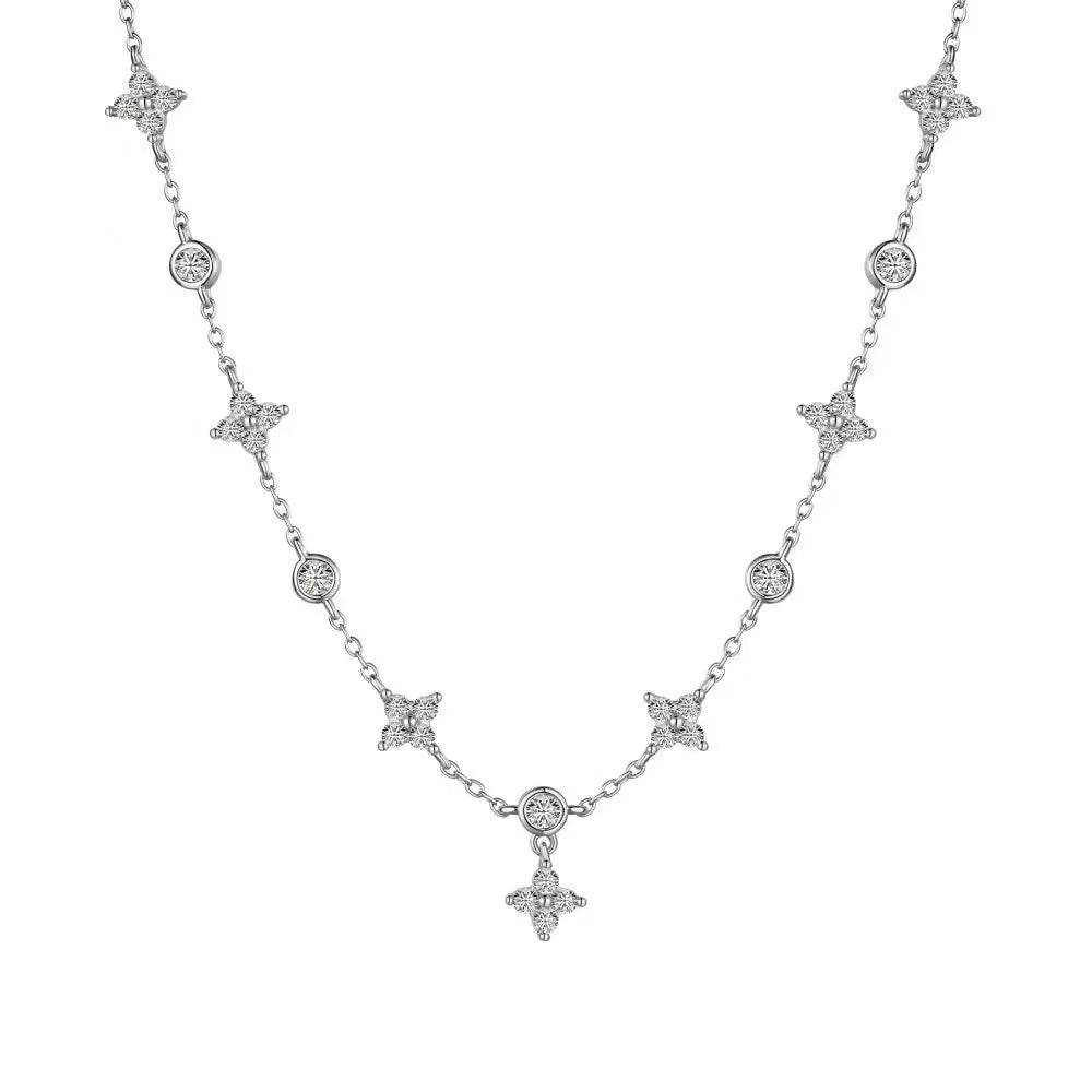 S925 Sterling Silver Lucky Four-leaf Clover Necklace