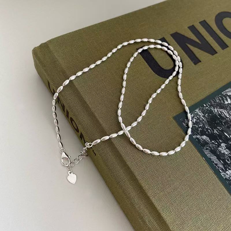 Olive Bead S925 Sterling Silver Necklace