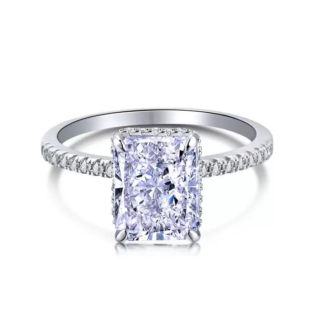 S925 Sterling Silver Ring with High Carbon Diamond Colored Zircon