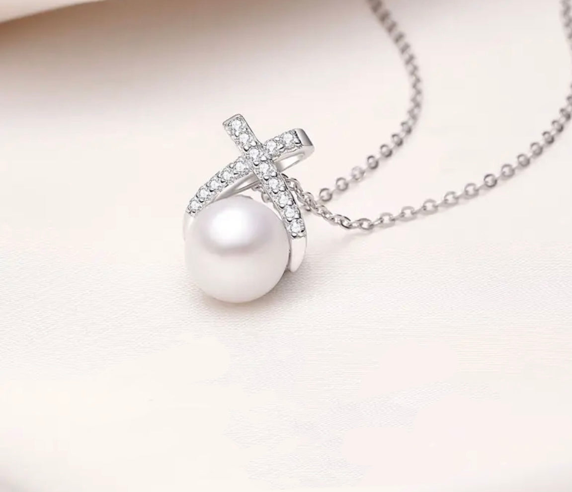 S925 sterling silver pearl necklace