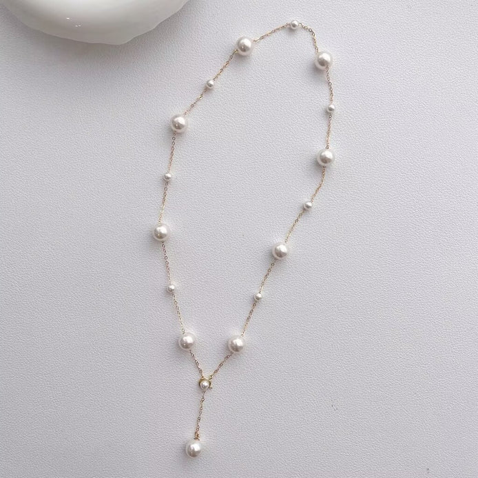 DZK 14K Gold Plated Pearl Necklace