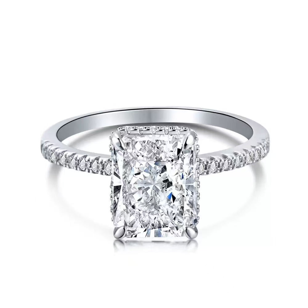 S925 Sterling Silver Ring with High Carbon Diamond Colored Zircon