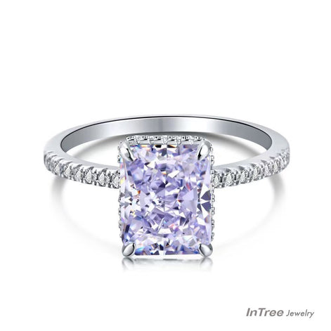 8A Zircon Square Design S925 Sterling Silver Ring