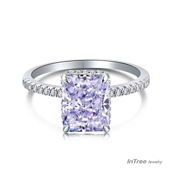 8A Zircon Square Design S925 Sterling Silver Ring