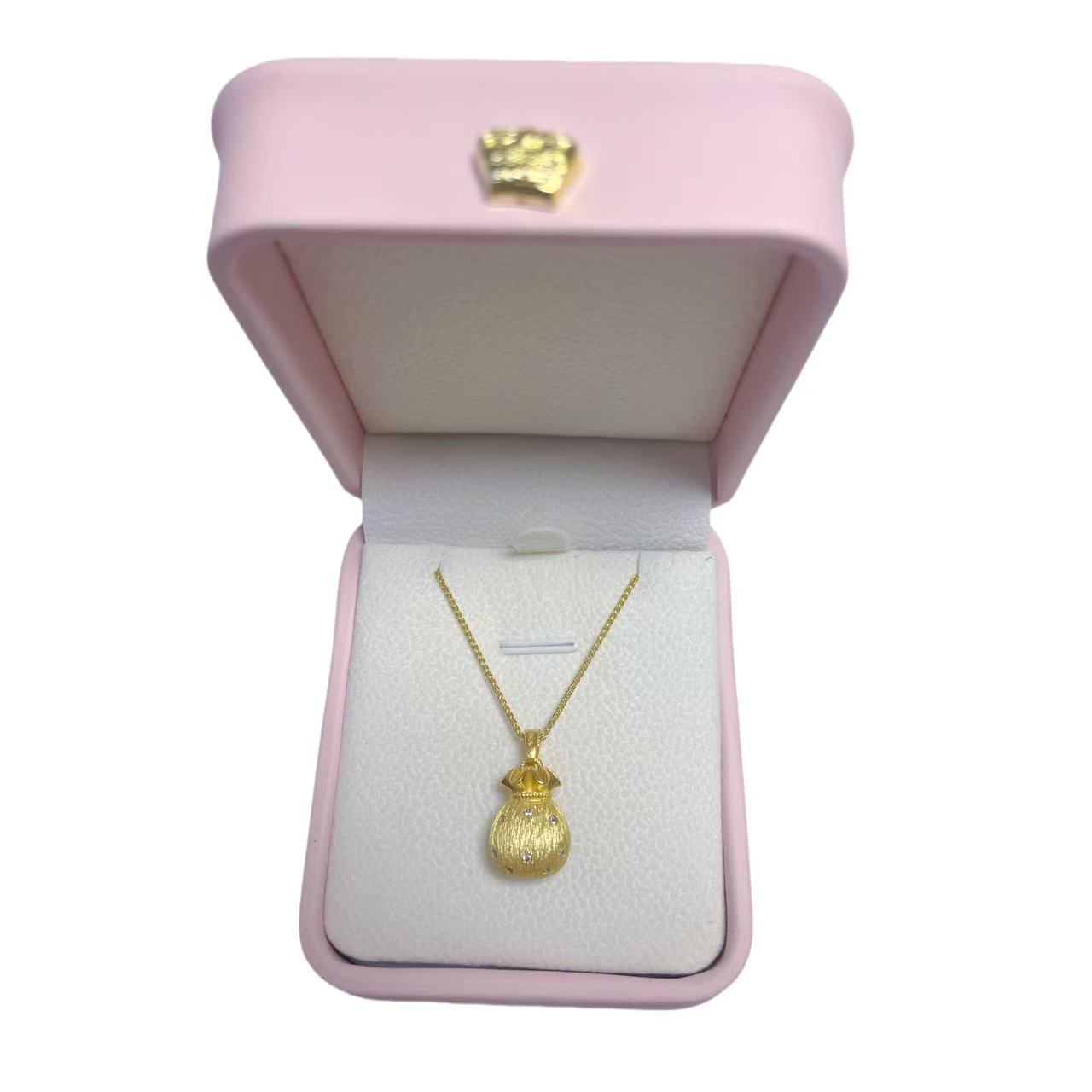 18K Gold Plated Necklace S925 Sterling Silver-Based Lucky Bag Pendant
