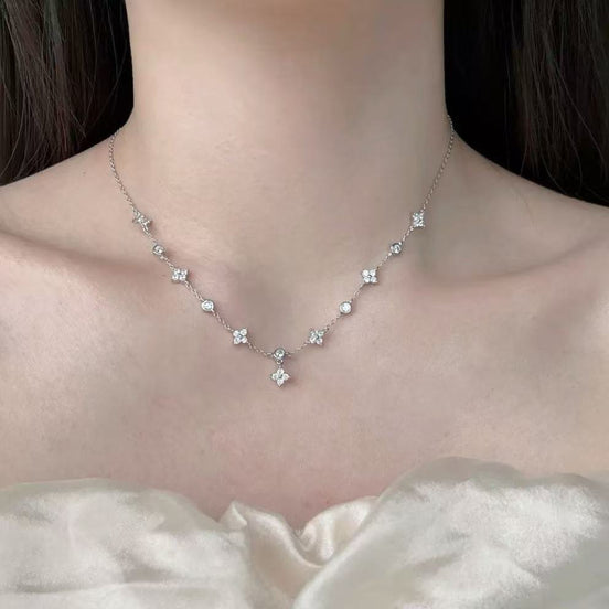 S925 Sterling Silver Lucky Four-leaf Clover Necklace