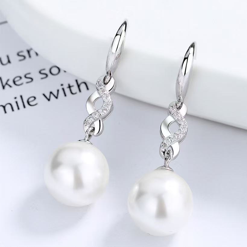 S925 Sterling Silver Pearl Earrings with 3A Zircon