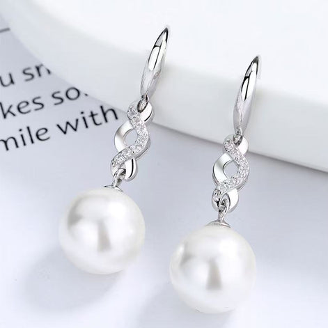 S925 Sterling Silver Pearl Earrings with 3A Zircon