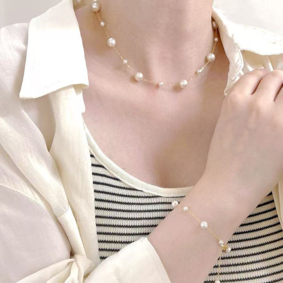 14K Gold Filled Crystal Pearl Necklace