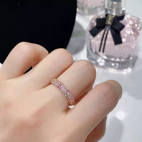Pink Diamond S925 Sterling Silver Ring with 5A Zircon