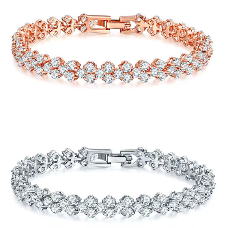 Copper-Made Bracelet Full Set with 3A Zircon