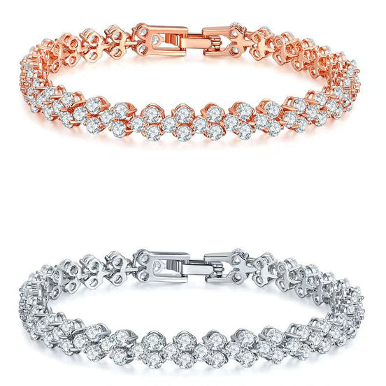 Copper-Made Bracelet Full Set with 3A Zircon