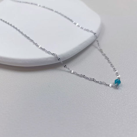 S925 Sterling Silver Shimmering Necklace With Blue Diamond