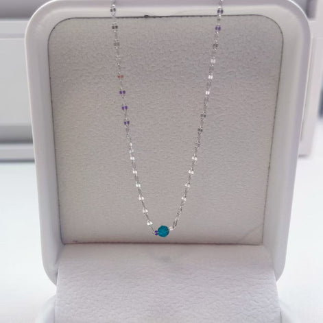 S925 Sterling Silver Shimmering Necklace With Blue Diamond