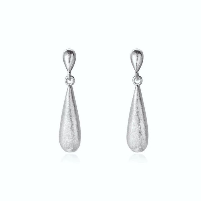 Brushed Design Teardrop Earring