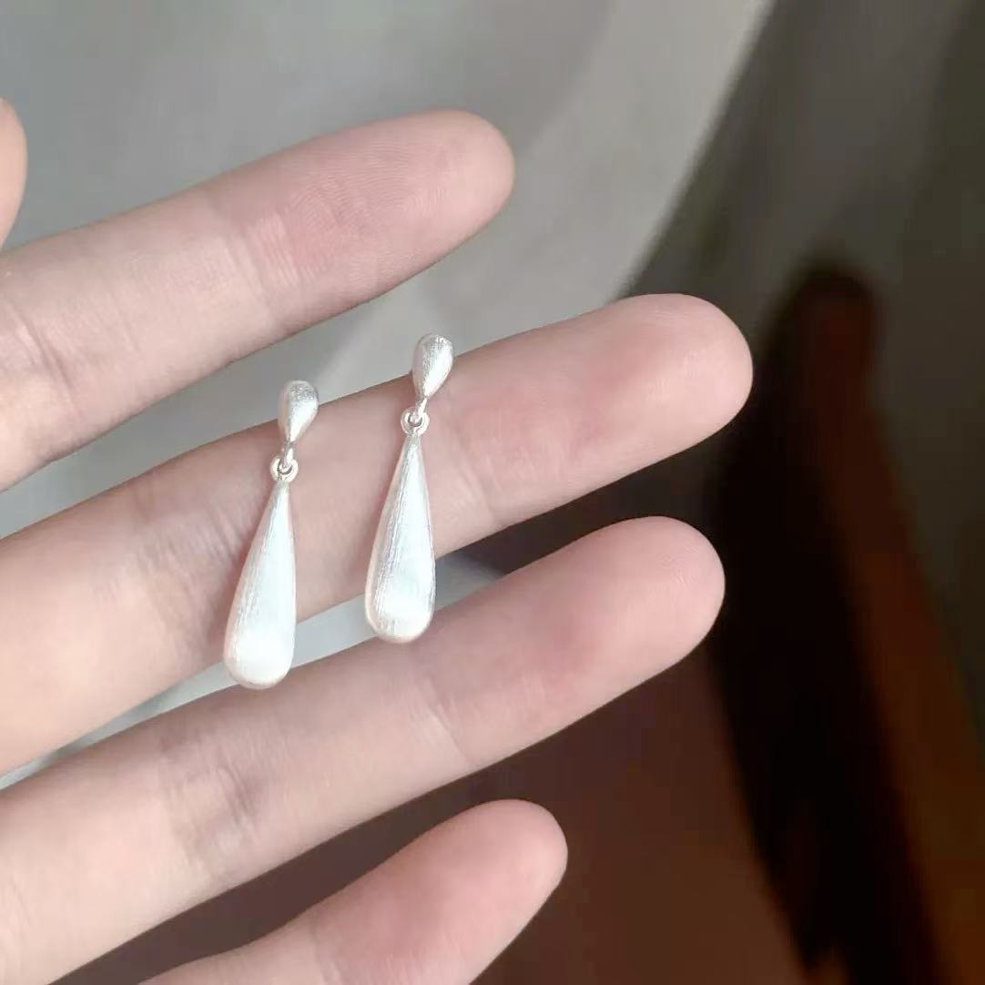 Brushed Design Teardrop Earring