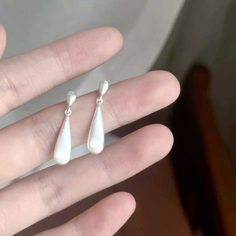 Brushed Design Teardrop Earring