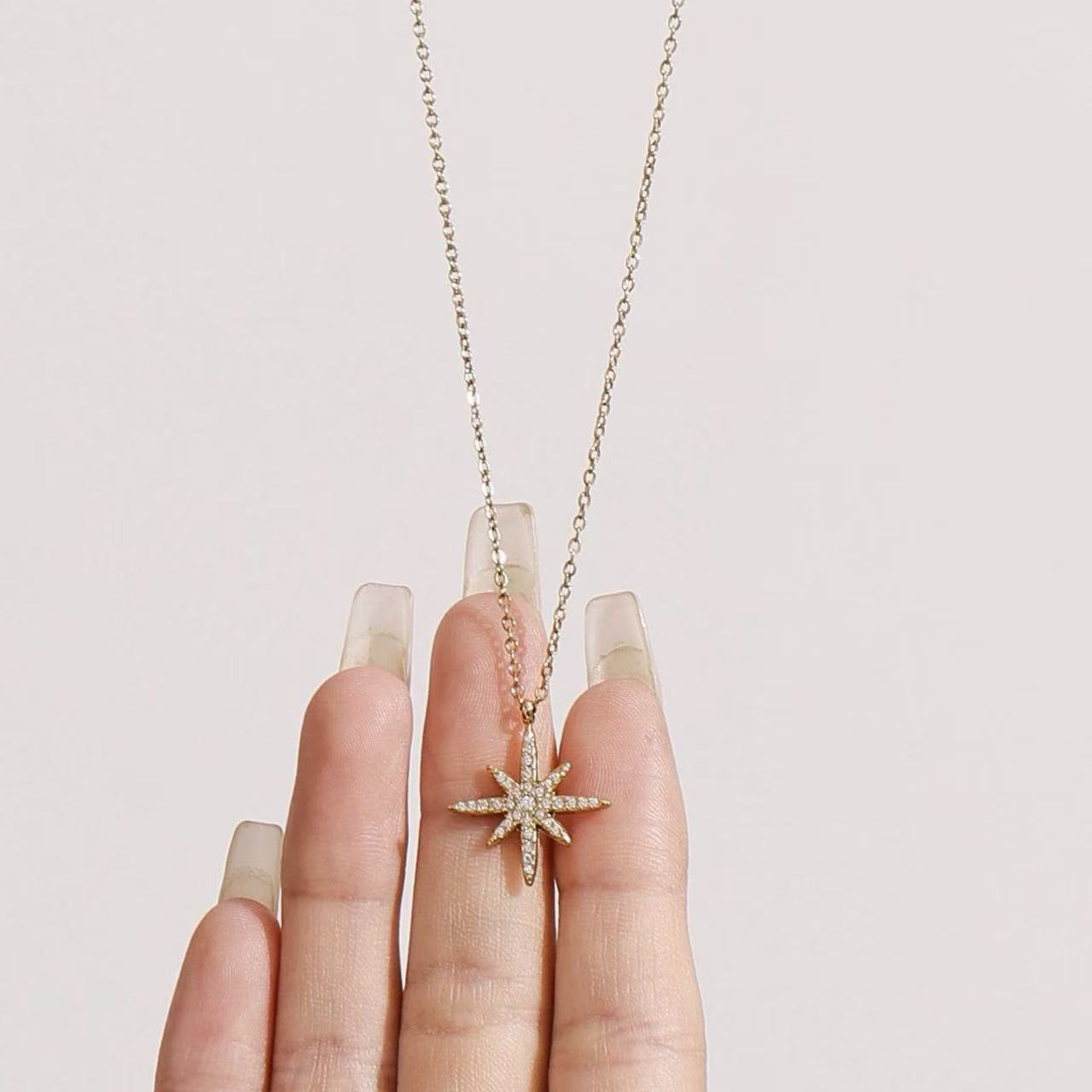 Eight Pointed Star Zircon Necklace
