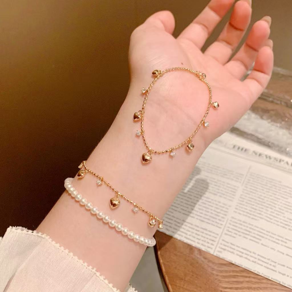 Love Heart Shining Zircon Necklace & Bracelet SET