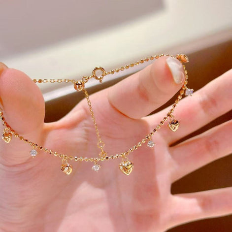 Love Heart Shining Zircon Necklace & Bracelet SET