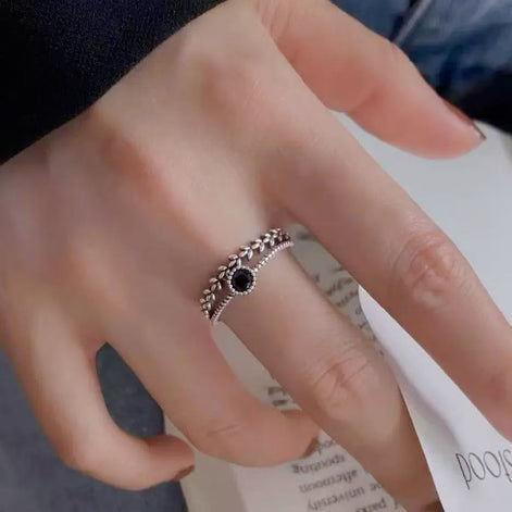 Vintage Style Black Zircon S925 Sterling Silver Ring