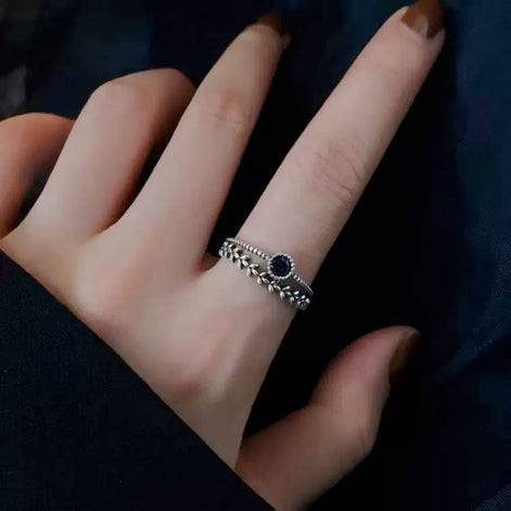 Vintage Style Black Zircon S925 Sterling Silver Ring