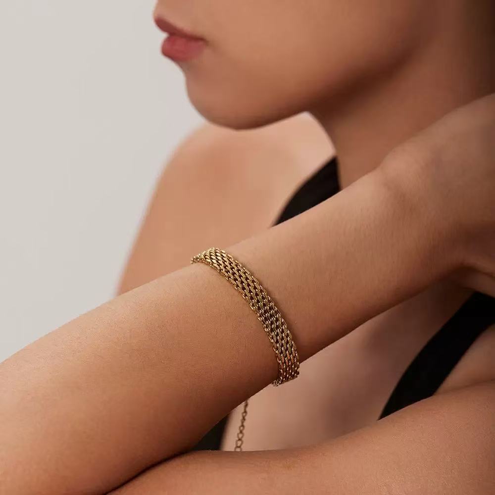 Watch Band Design 18K Gold Plated Bracelet