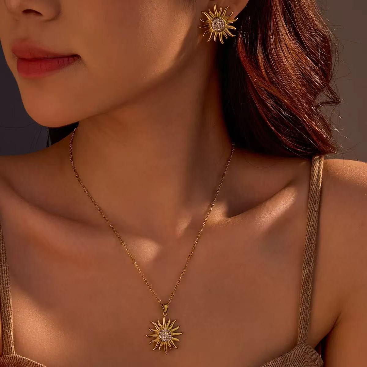 Sunflower Necklace & Earring SET