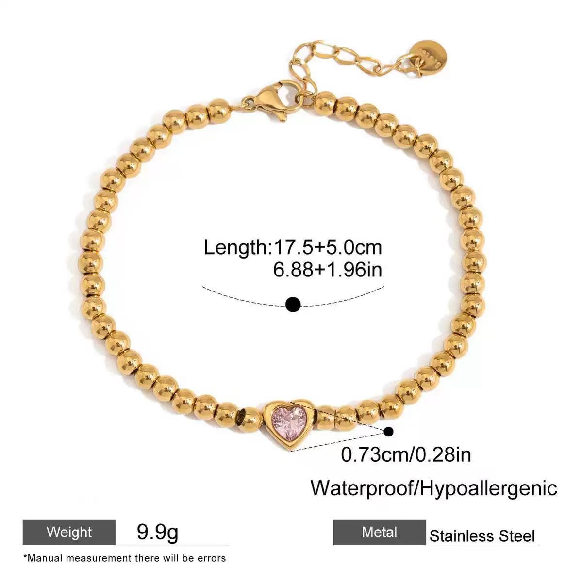 Beaded Design With Pink Zircon Bracelet