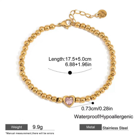 Beaded Design With Pink Zircon Bracelet