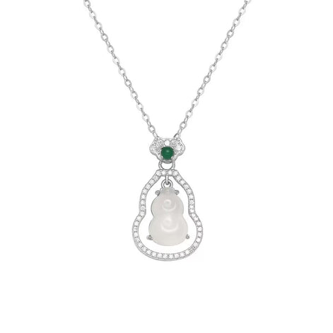 White Chalcedony Gourd S925 Sterling Silver Necklace