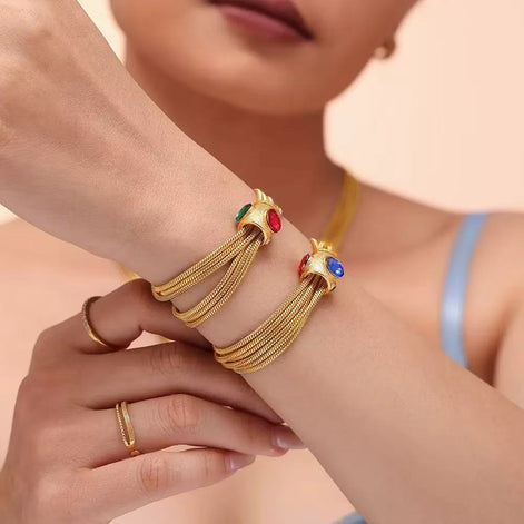 Multi-layered Chain Heavy Style Necklace & Bracelet SET