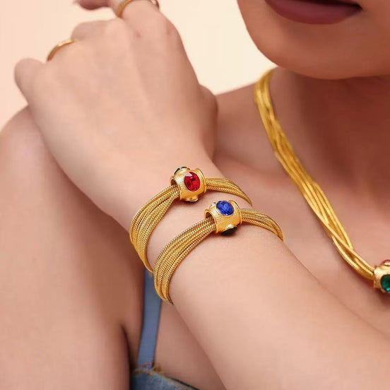 Multi-layered Chain Heavy Style Necklace & Bracelet SET