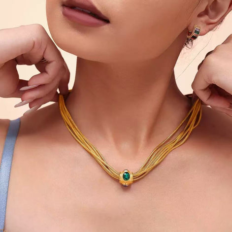 Multi-layered Chain Heavy Style Necklace & Bracelet SET