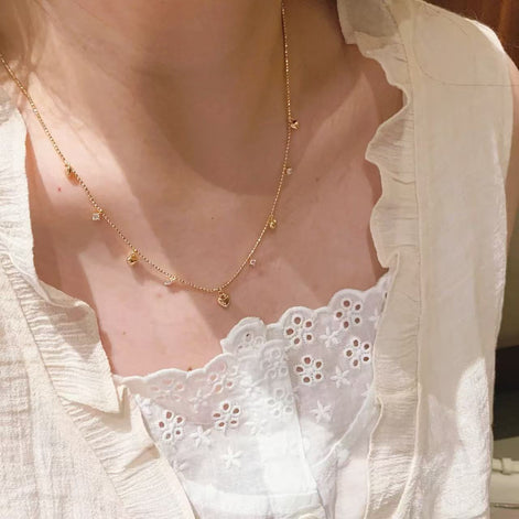 Love Heart Shining Zircon Necklace & Bracelet SET