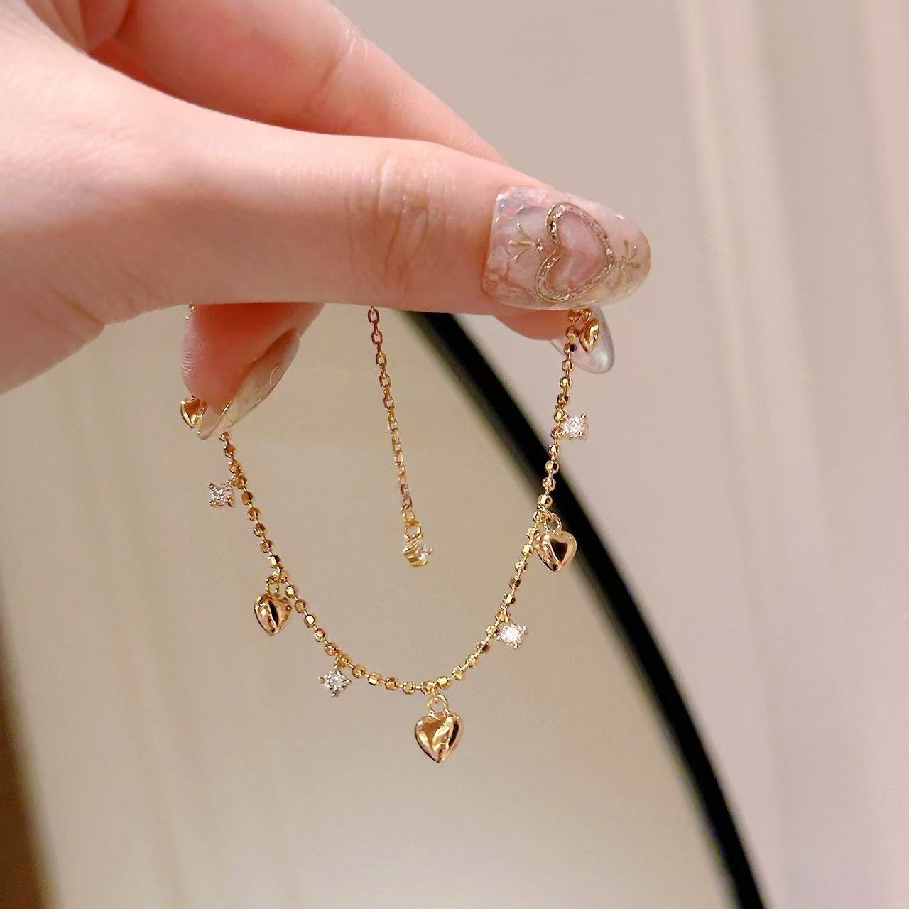 Love Heart Shining Zircon Necklace & Bracelet SET