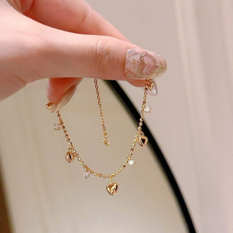 Love Heart Shining Zircon Necklace & Bracelet SET