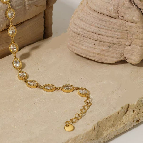 Oval-cut Design Zircon Bracelet