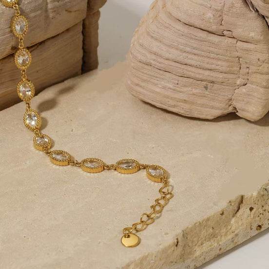 Oval-cut Design Zircon Bracelet