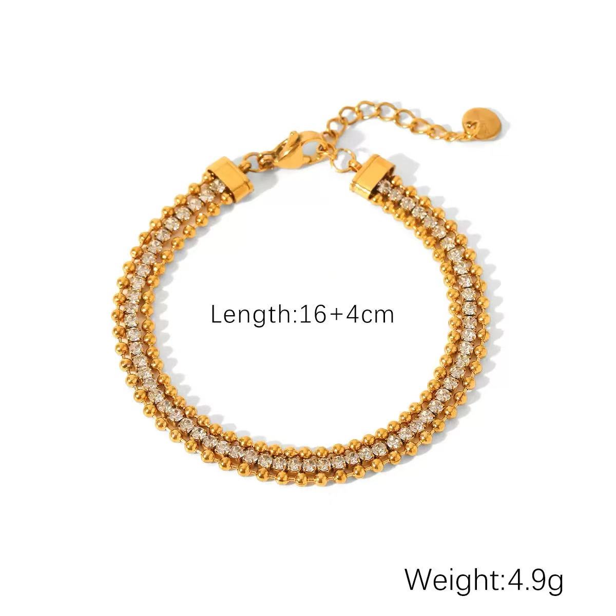 Double-layer Chain Design with Line Setting Zircon Bracelet