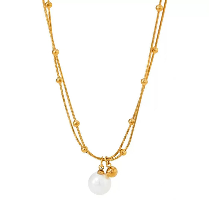 Double-layer Chain Design Pearl Necklace