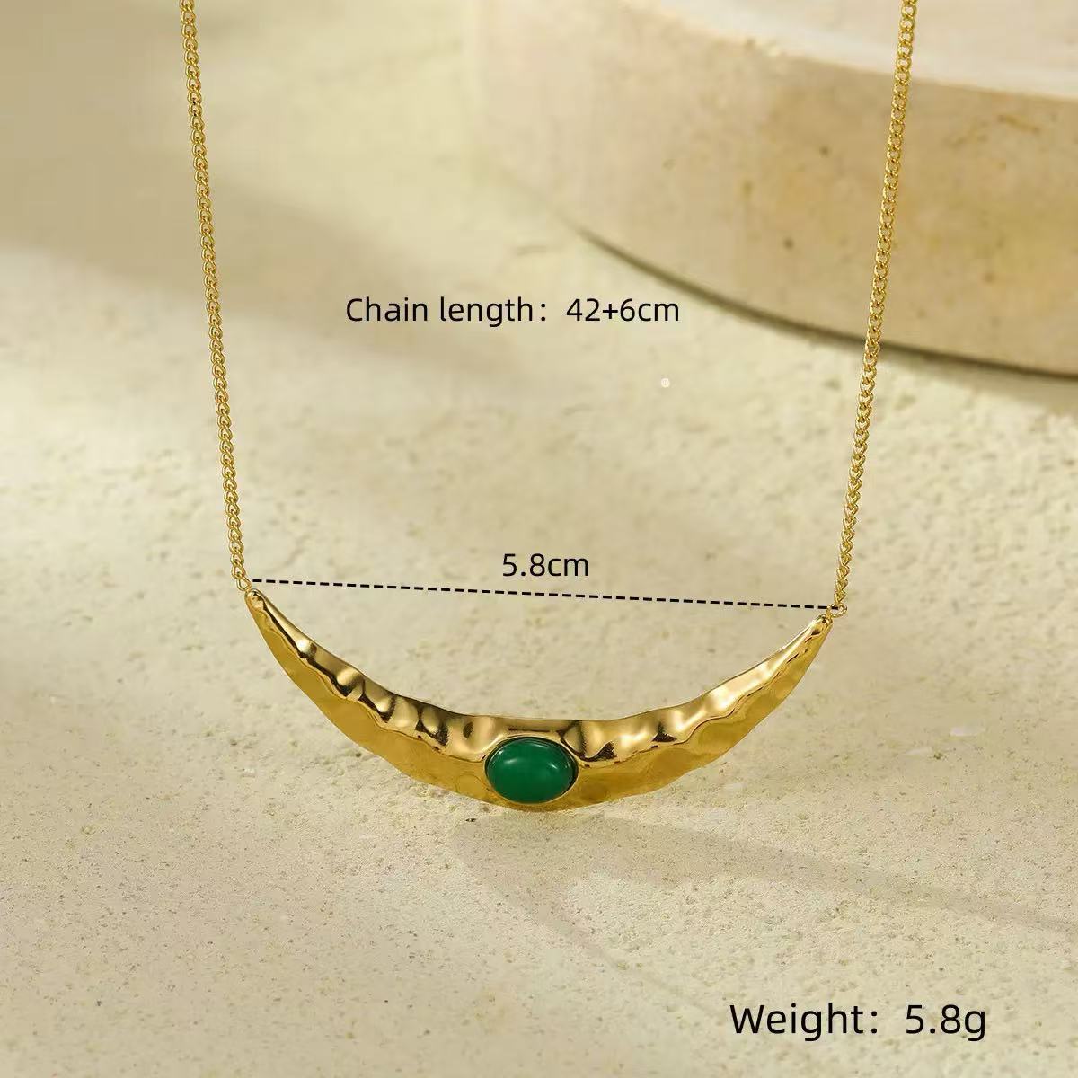 Moon-shaped Design with Natural Stone Necklace