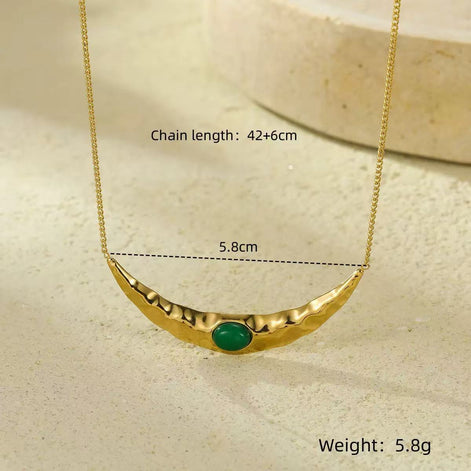 Moon-shaped Design with Natural Stone Necklace