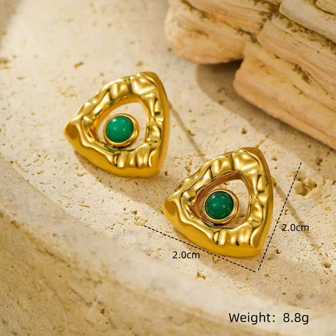 Triangular-shaped Design with Natural Stone Earring